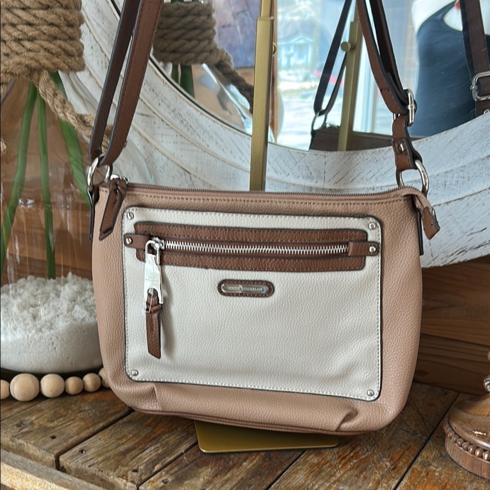 Dana Bushman Brown and Cream women’s Crossbody Bag purse